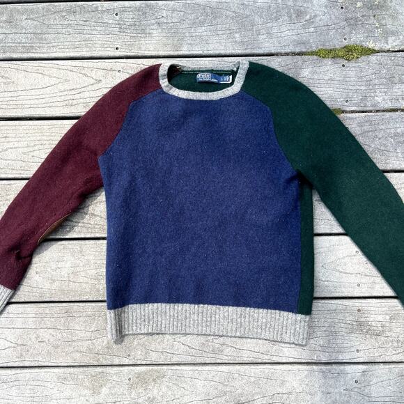 Item 36 Polo sweater blue red and green Fits like a medium